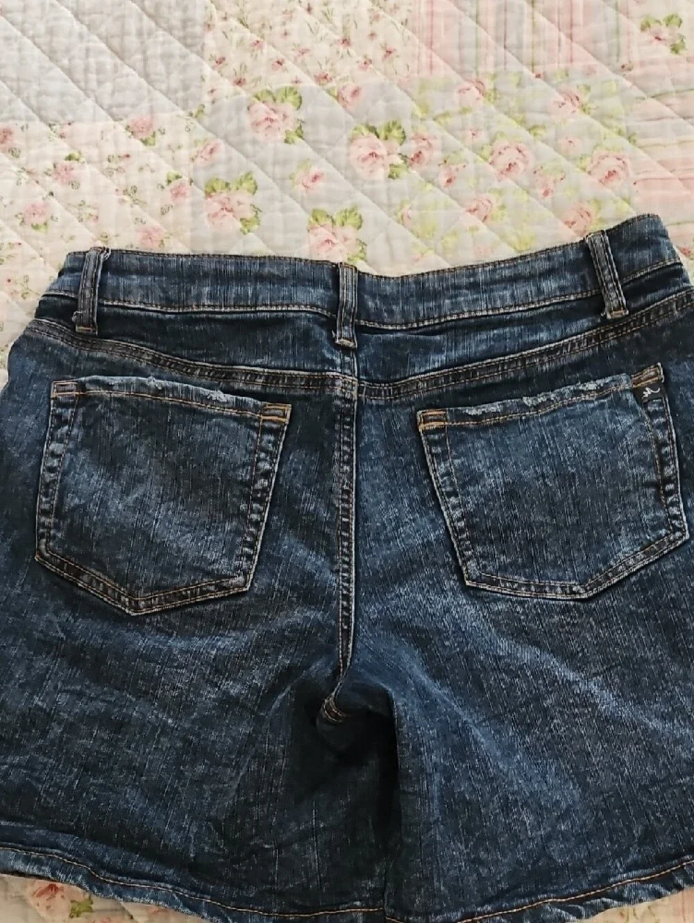 Maurices Dark Blue Button-Front Denim Shorts